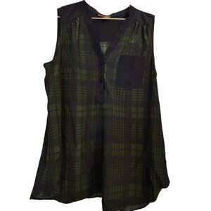 Fervour navy and green plaid sleeveless top L